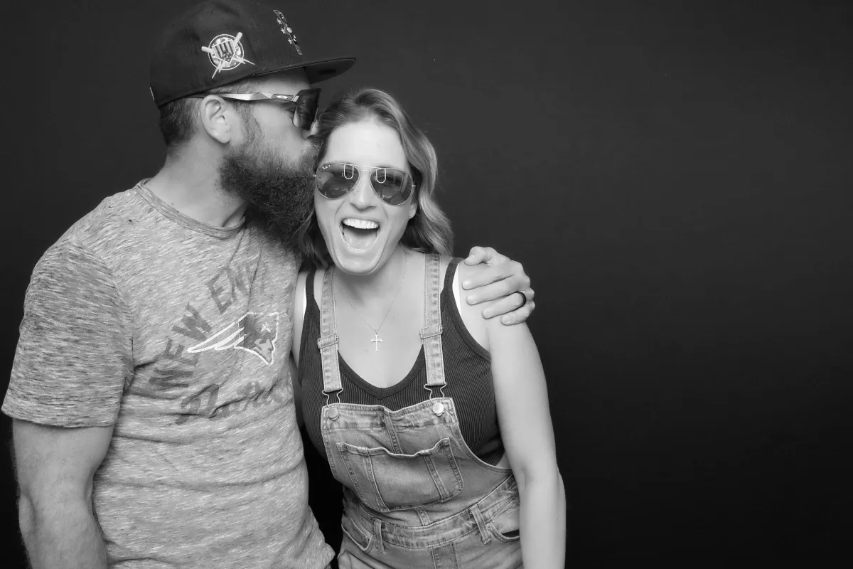 bridesmaids taking photo booth pictures in an upscale wedding in Pueblo
