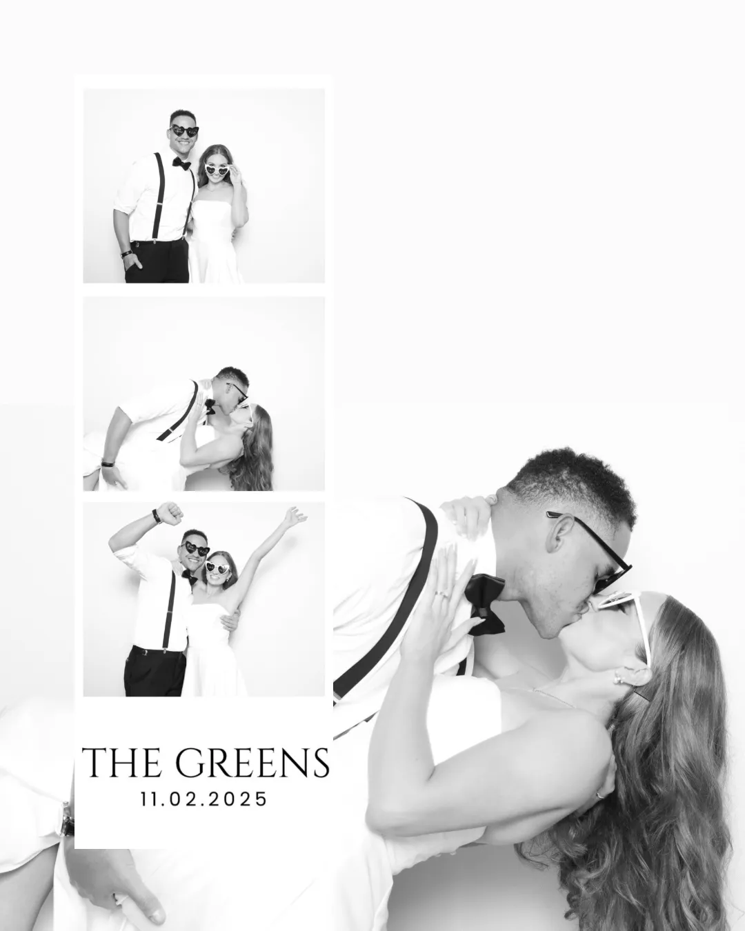 bride and groom posing in a luxury photo booth at their elegant wedding in phanton canyon in colorado springs