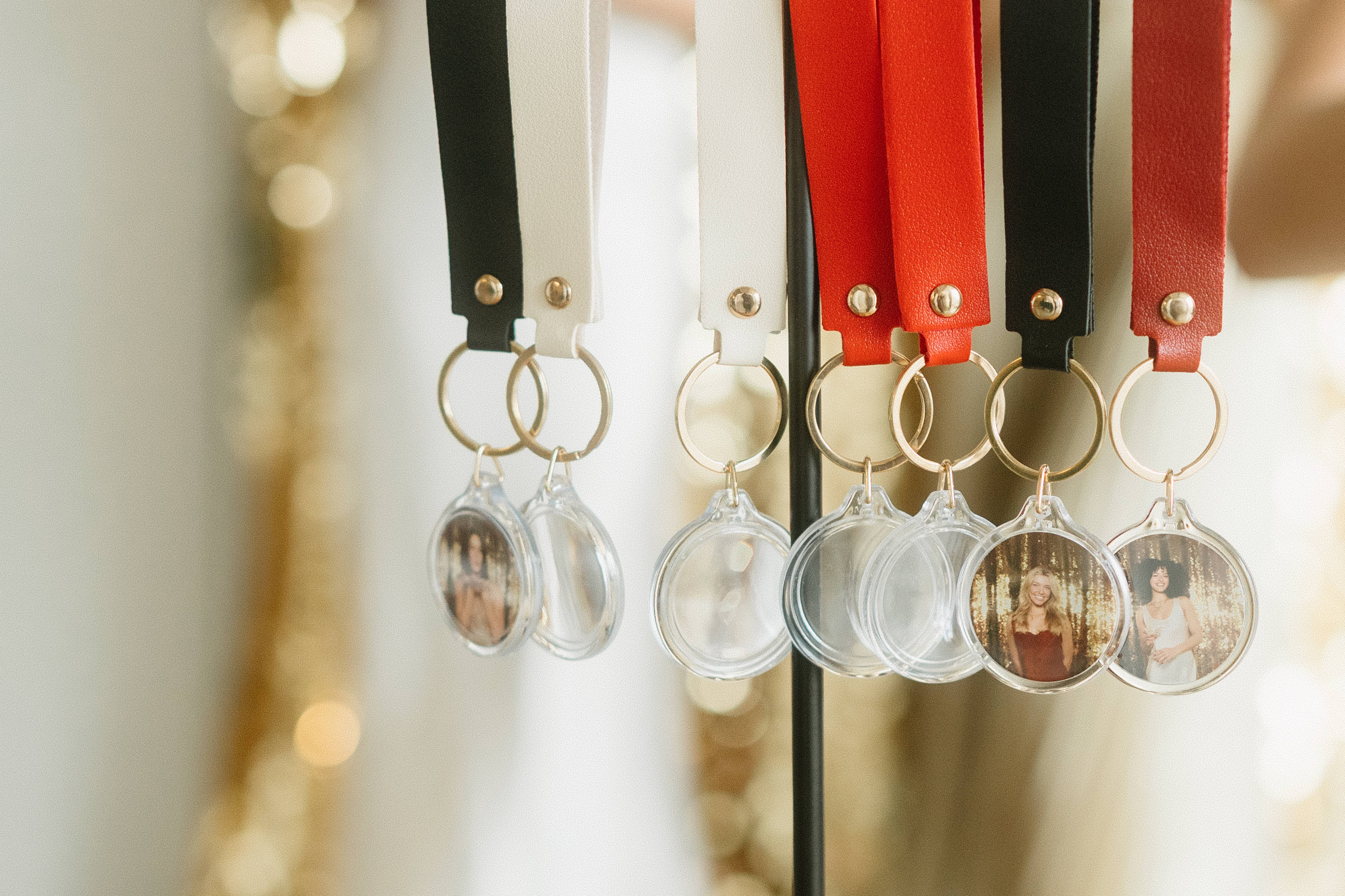 Luxury keychain photo booth creating custom photo keychains on-site at a Colorado Springs wedding