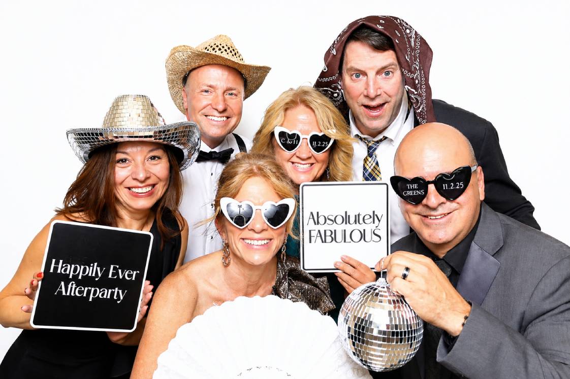 friends in a luxury photo booth experience by Martini Moment Photo Booths