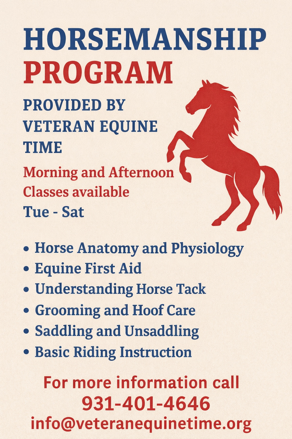 Veteran Equine Time's Horsemanship Program for Kids and Teens
