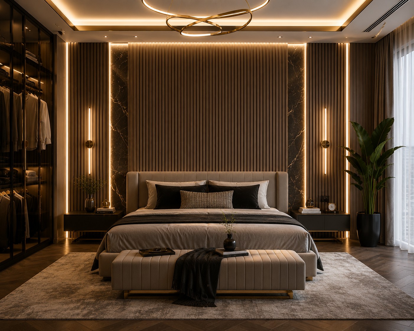 Luxury interior featuring modern acoustic wall panels