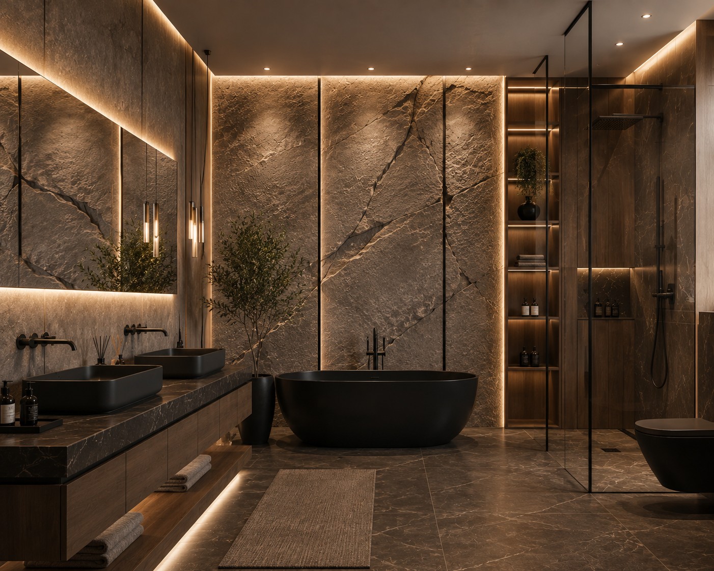 Luxury living room featuring decorative mirror finish wall panels