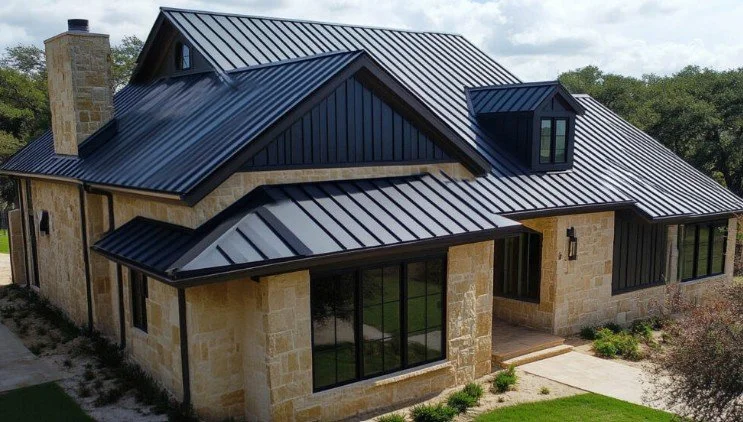 a roof with a few shingles