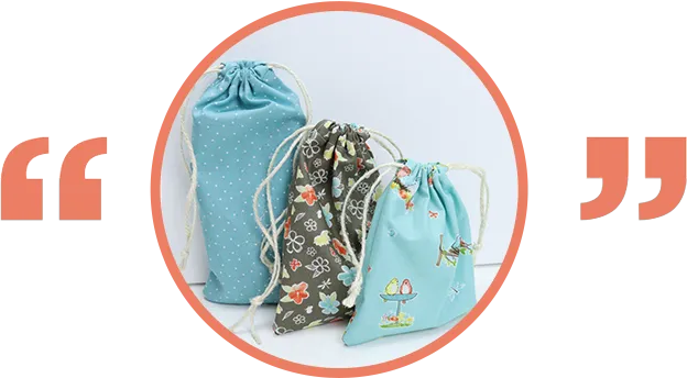 testimonial for how to sew simple drawstring bags