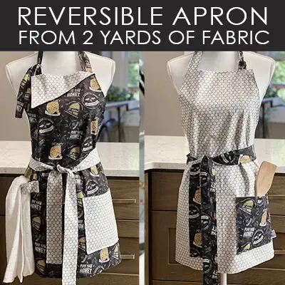 how to sew a reversible apron with 2 yards of fabric