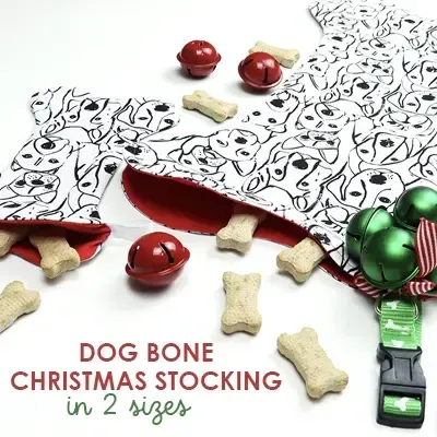 how to sew a dog bone Christmas stocking in 2 sizes