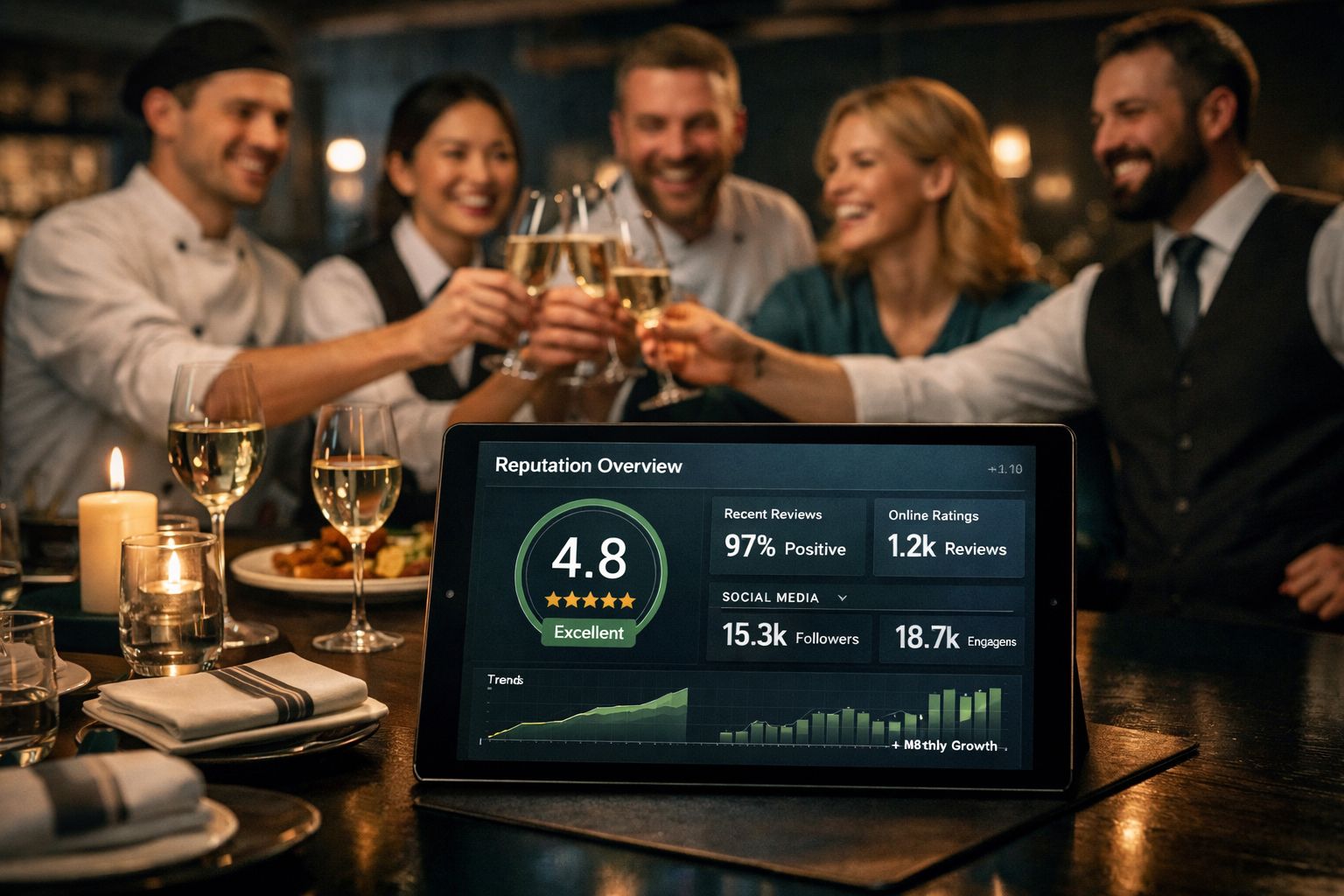 Gastro-Team feiert die hervorragende Google-Bewertung ihres Restaurants