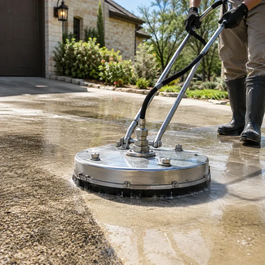 Pressure washing concrete