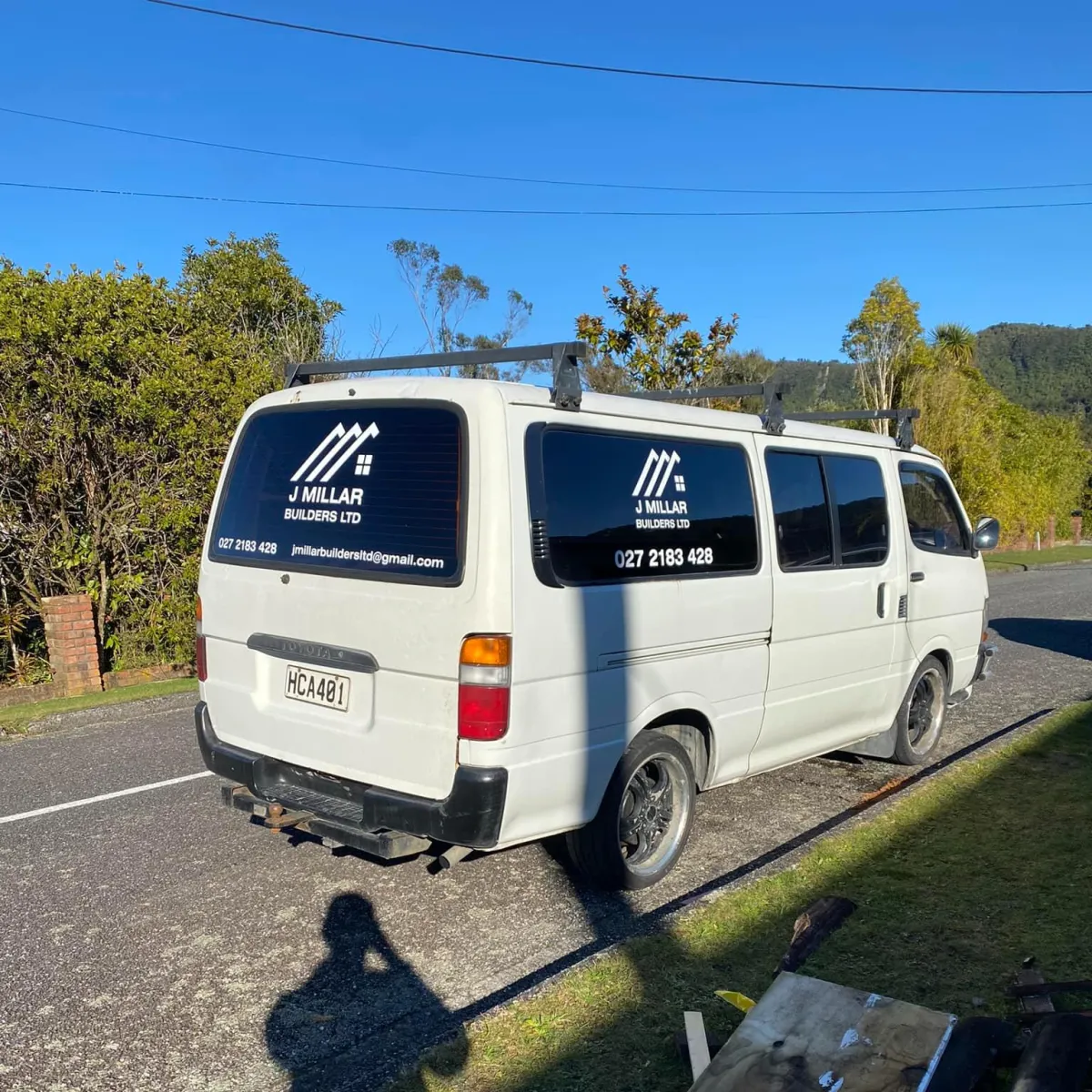 J Millar Builders Ltd branded work van servicing Greymouth and the West Coast