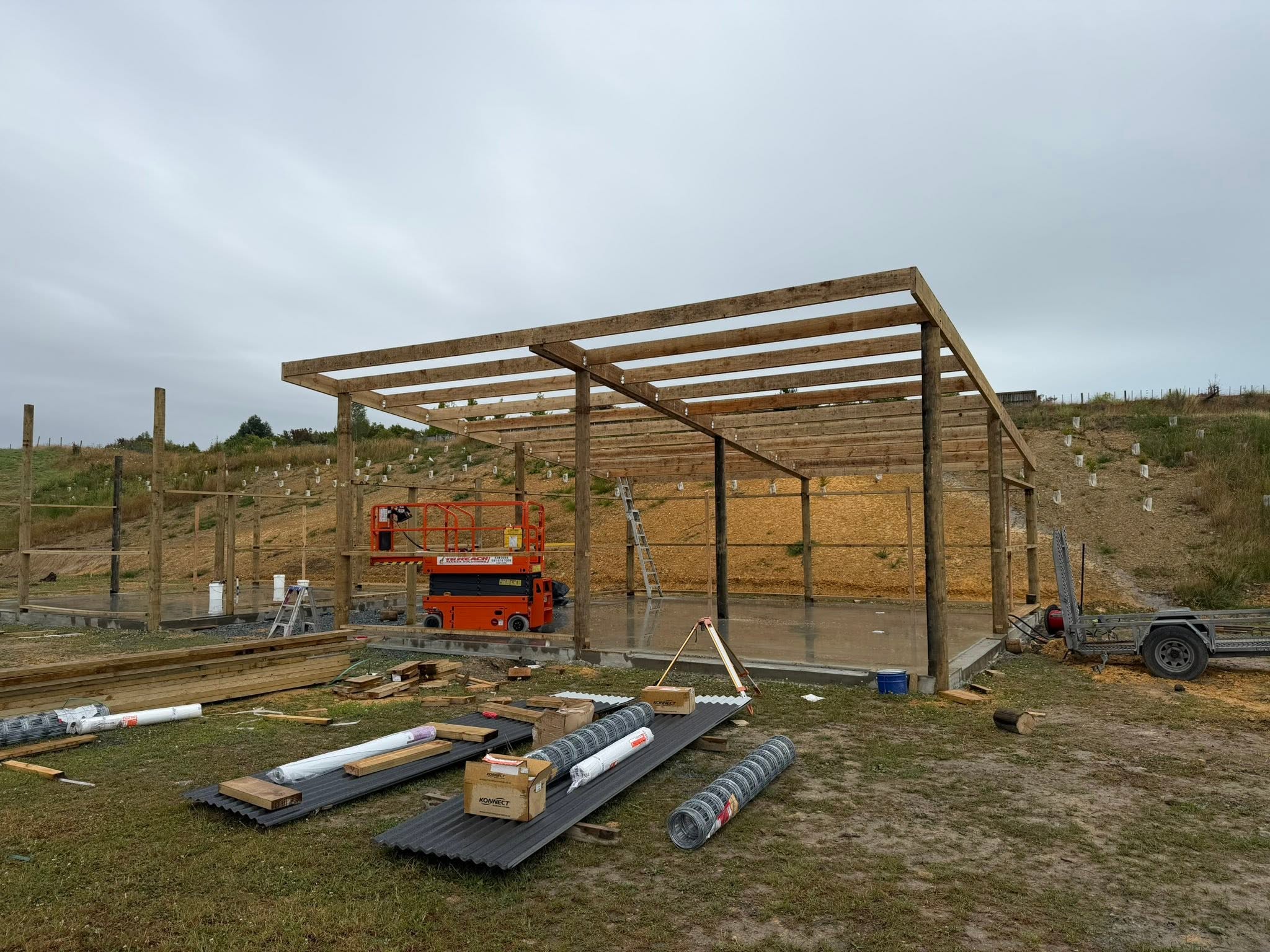Pole shed frame construction and building support Upper Moutere