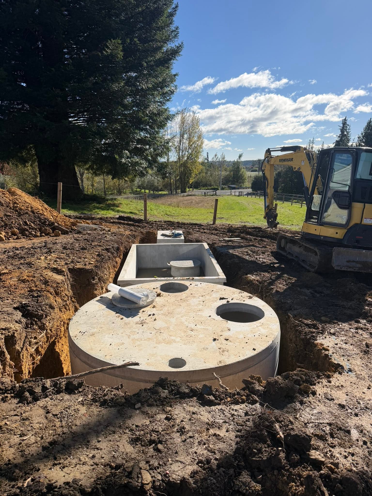 Septic tank installation and excavation rural property Tasman