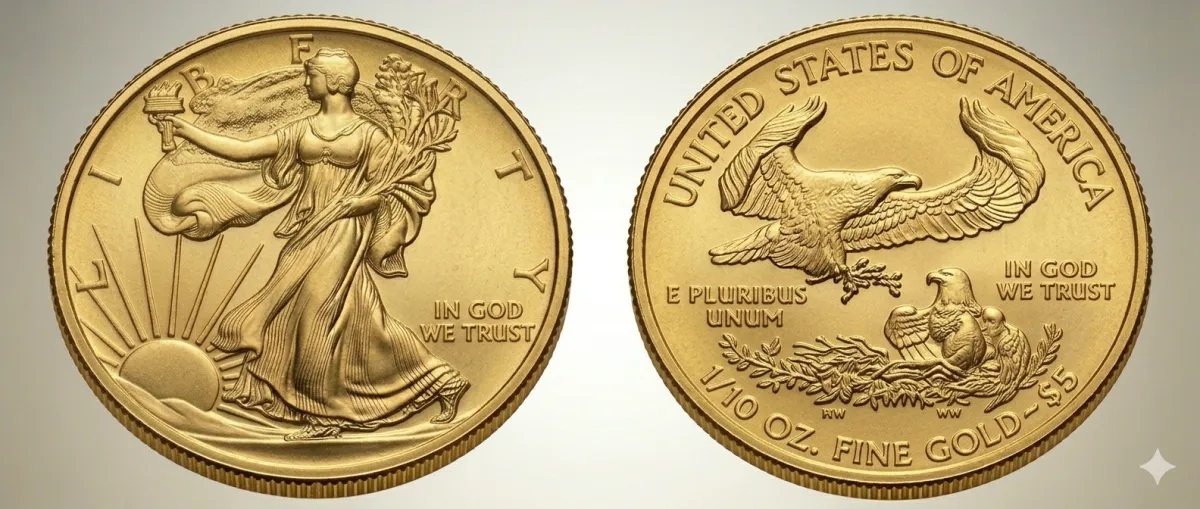 $5 Gold American Eagle coin front and back