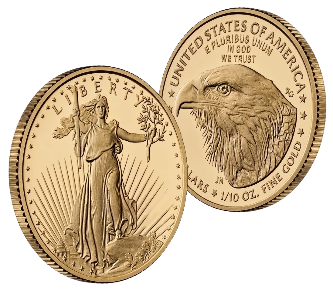 Close-up of a $5 Gold American Eagle coin