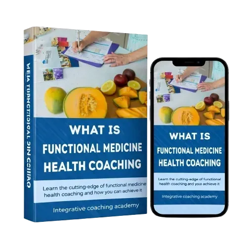 High-fidelity 3D mockup of the Functional Medicine Health Coach Guide