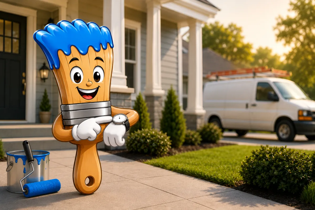 Friendly painter arriving on time with supplies