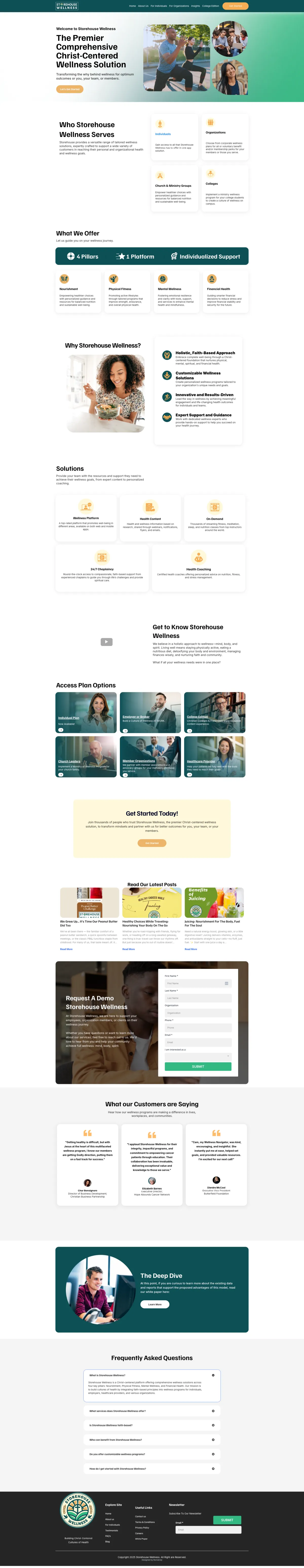 Storehouse Wellness website — full page design