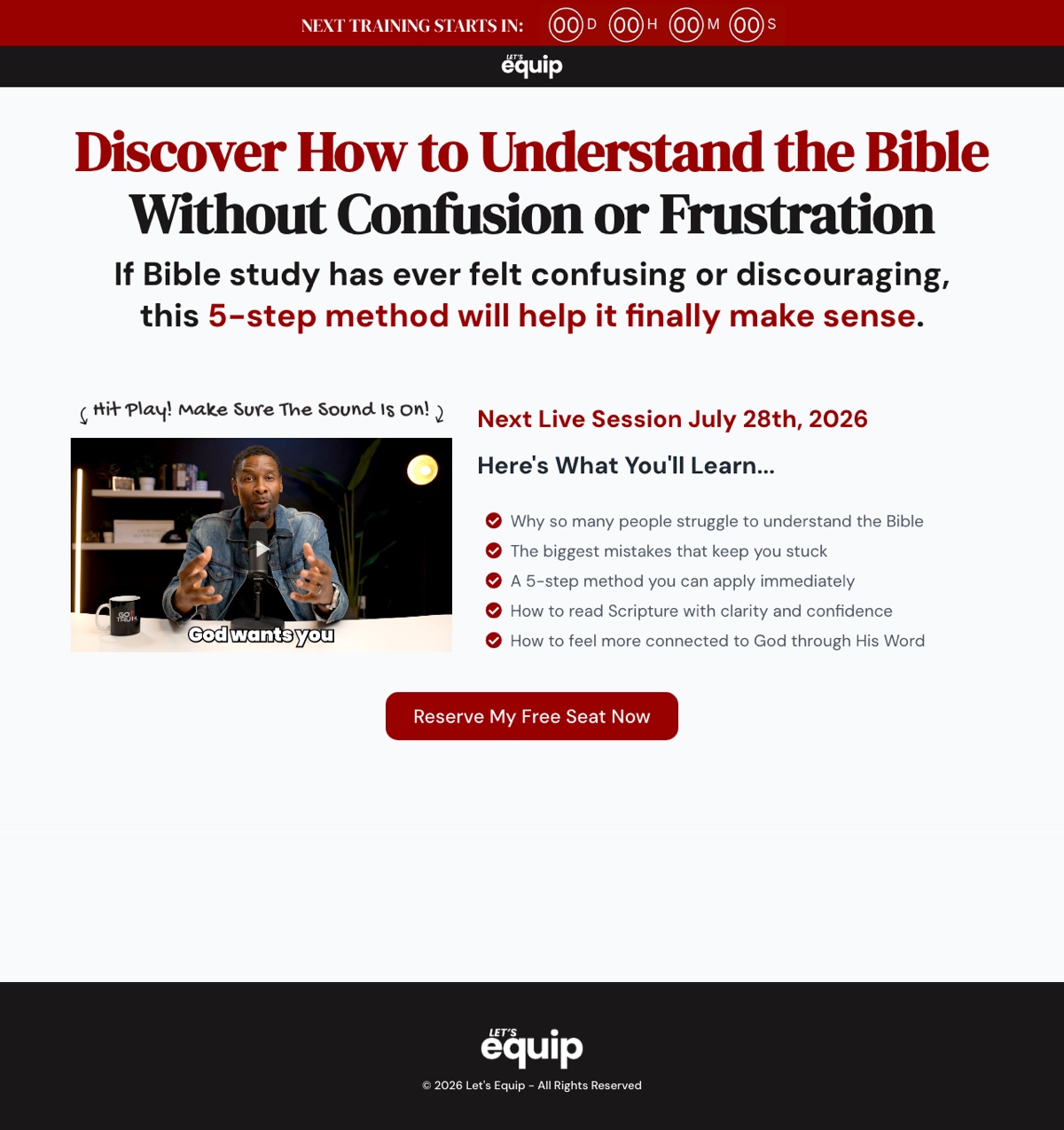 Let's Equip S.M.A.R.T. Method webinar registration page