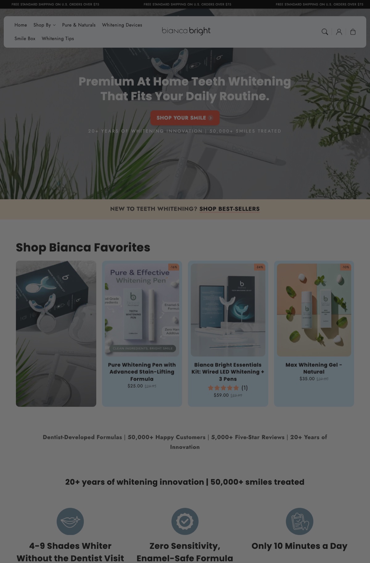 Bianca Bright teeth whitening storefront