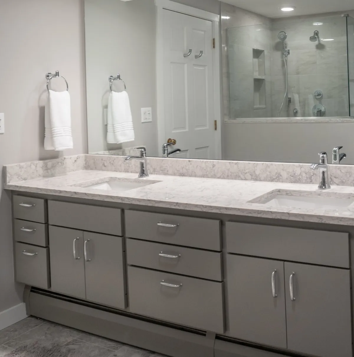 master bathroom designed and installed by kitchen and bath by ellington management in vernon