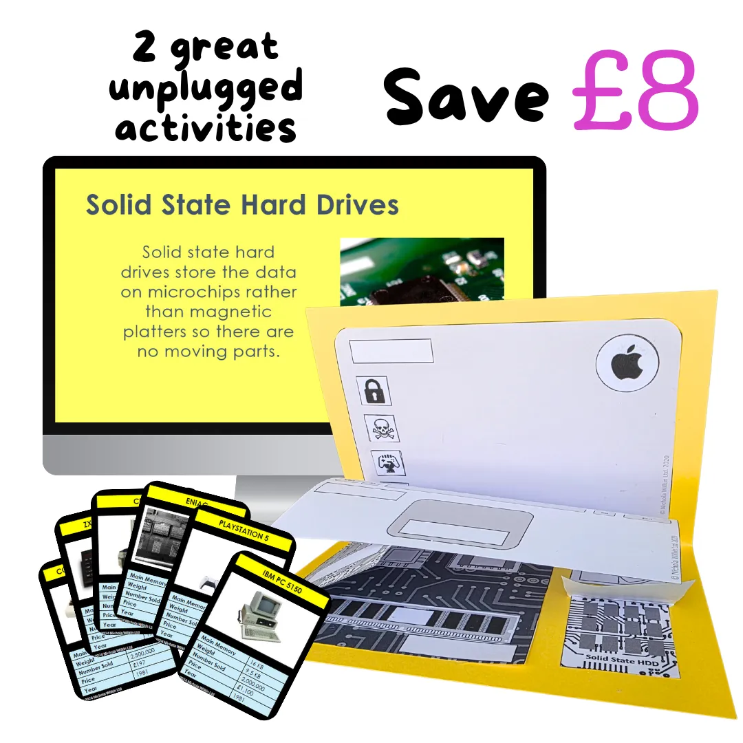 2 great unplugged activities History of computers card game and build a paper computer and save £8