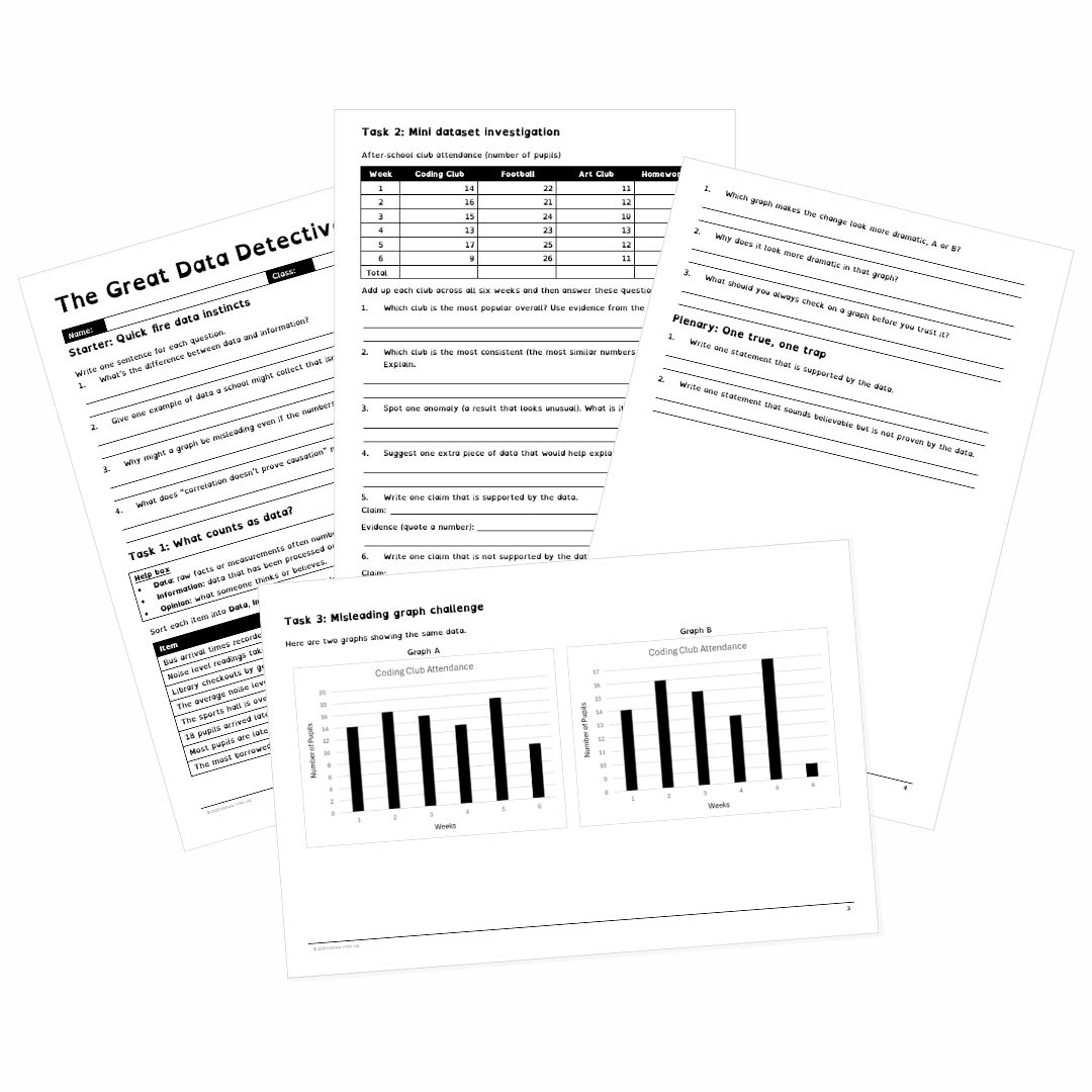 KS3 cover lesson: The Great Data Detective Student Worksheet