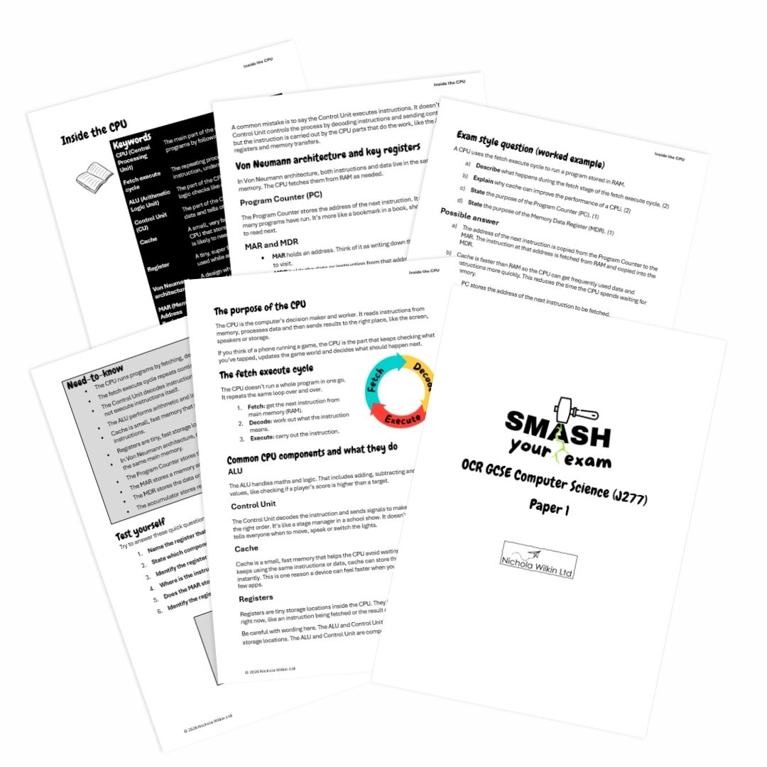 OCR J277 GCSE Computer Science Workbooks for paper 1 and paper 2