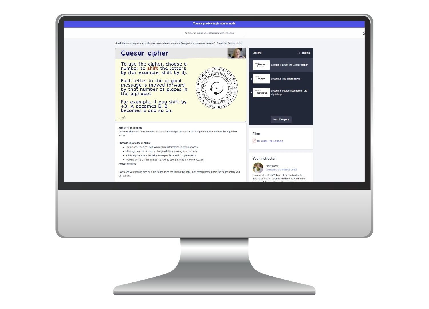 The teacher walkthrough video showing how to prepare and teach the Crack the code lessons