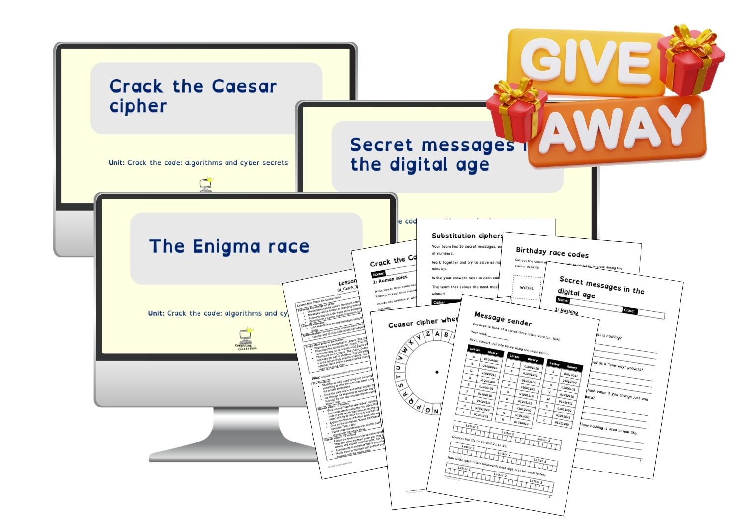 Three ready to teach codebreaking lessons with printable resources and pupil activities