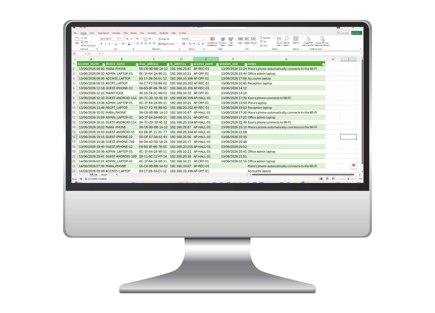 Files to import and interrogate in Excel