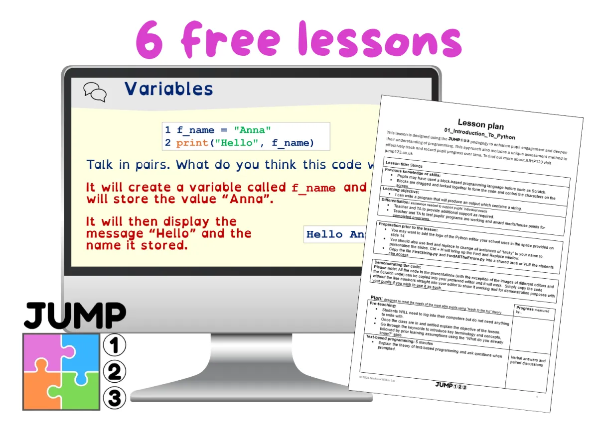 Python JUMP123 - 6 FREE computing lessons