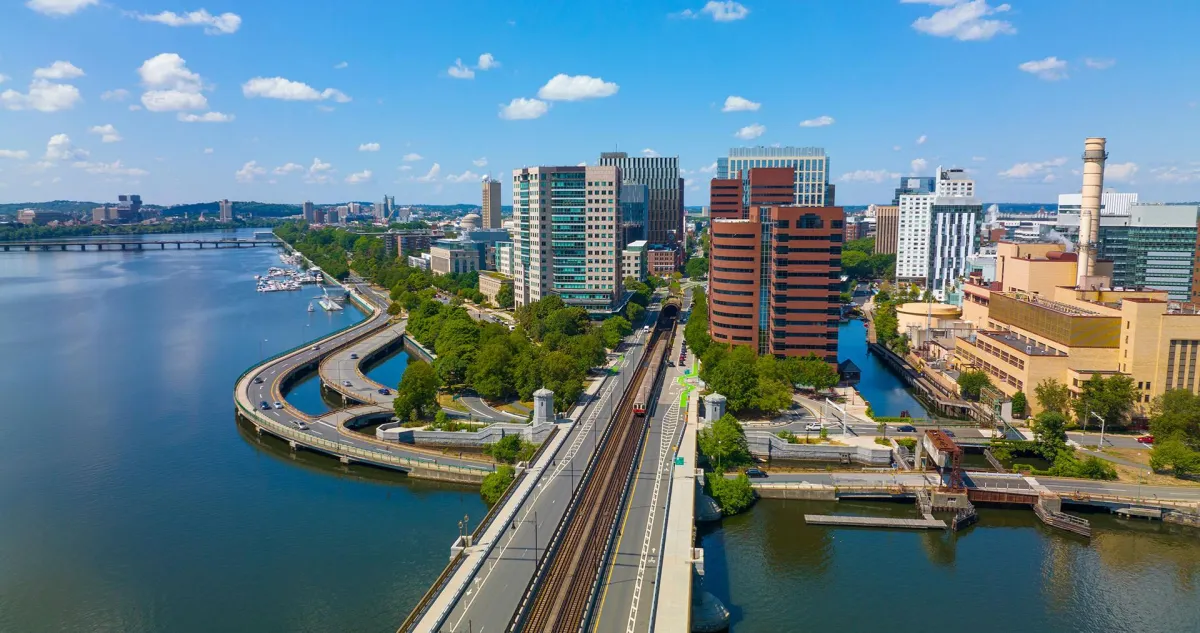Composite rooftop deck in Kendall Square