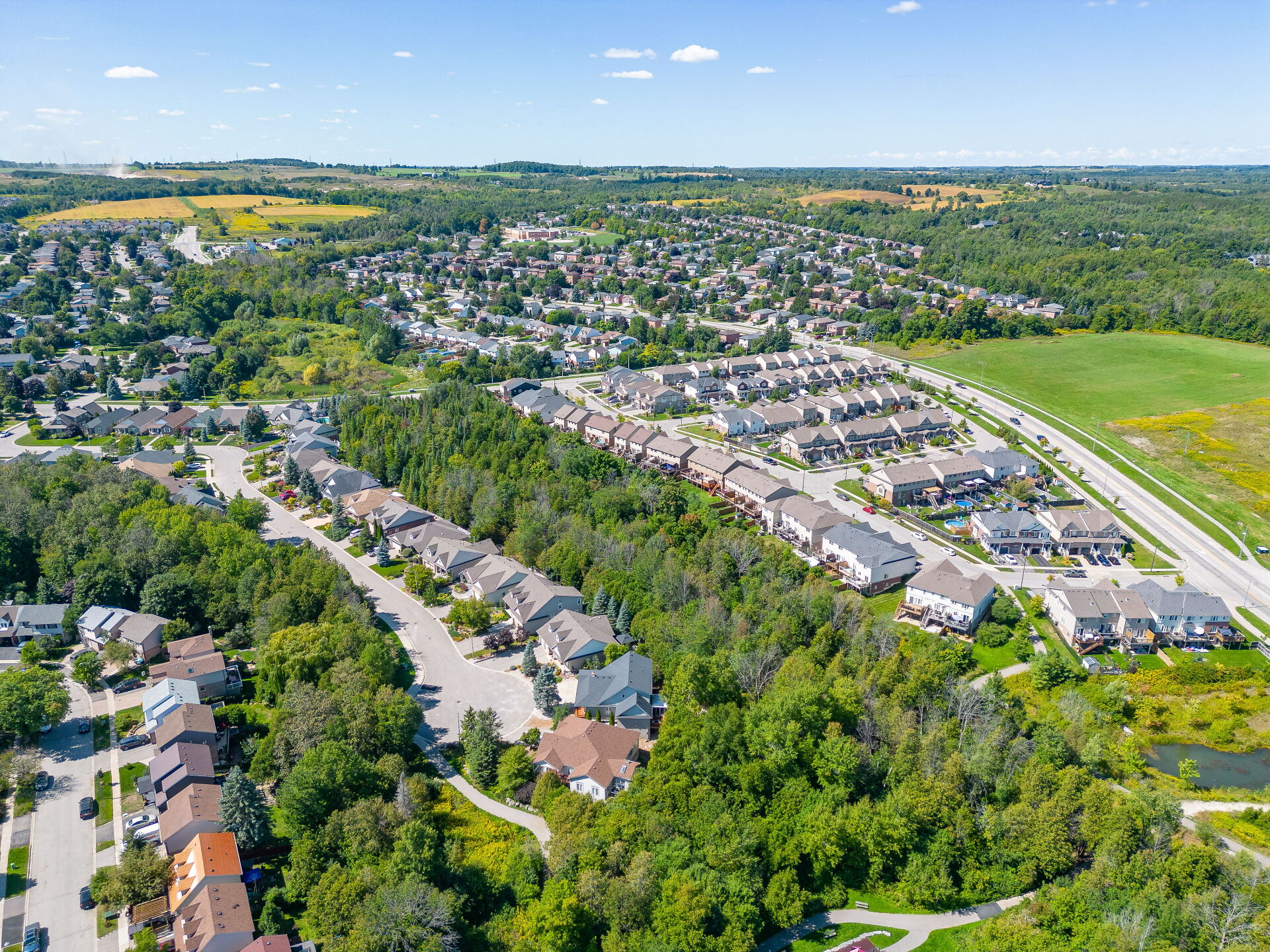 Aerial image of the Orangeville Highlands neighbourhood