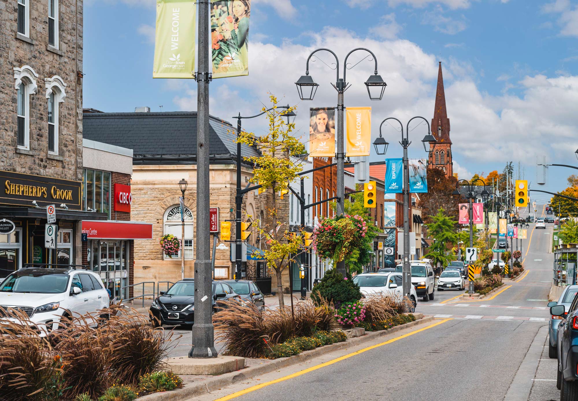 Image of the downtown area of Halton Hills, Ontario