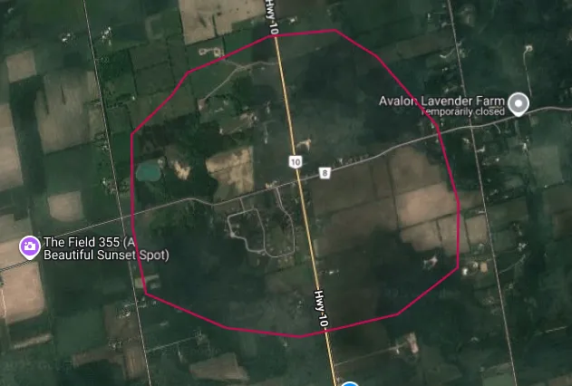 Map showing the Mono area outlined in red