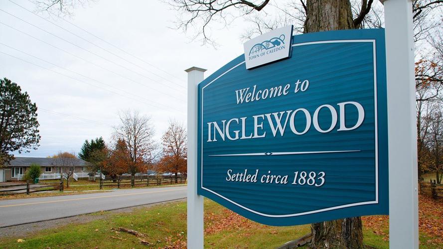 Image of the Welcome to Inglewood sign located in Inglewood, Ontario