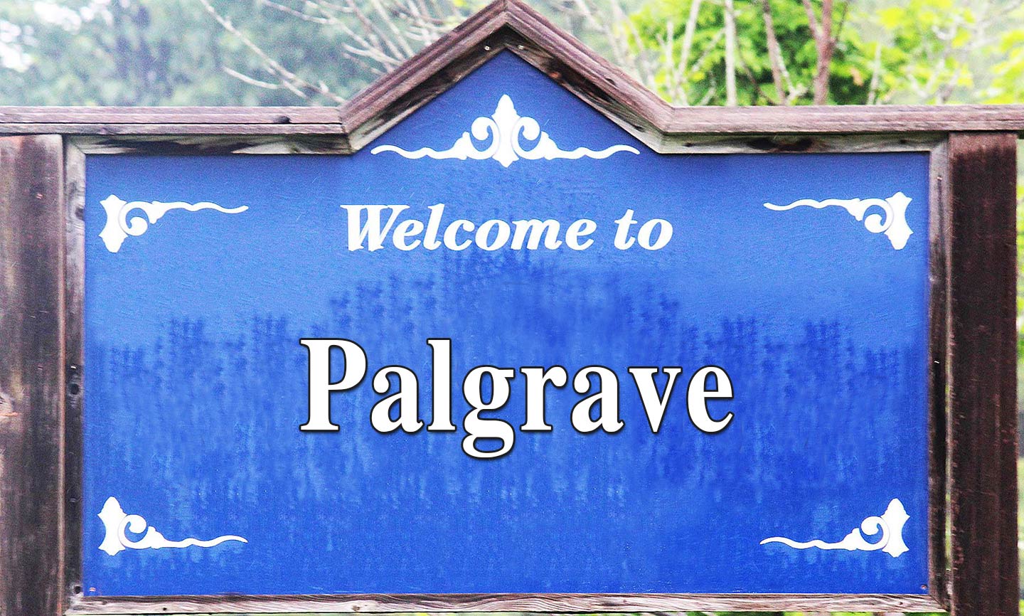 Image of the Welcome to Palgrave sign located in Palgrave, Ontario