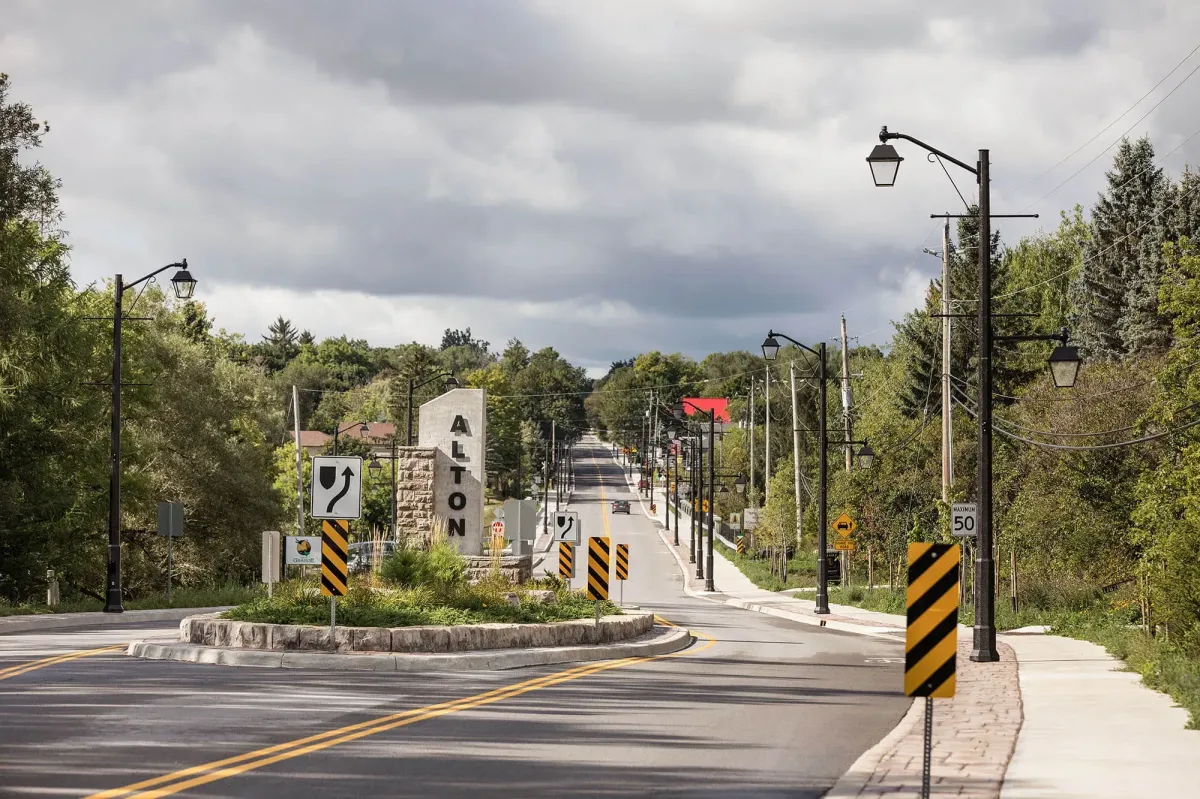 Image of the Welcome to Alton sign located in Alton, Ontario