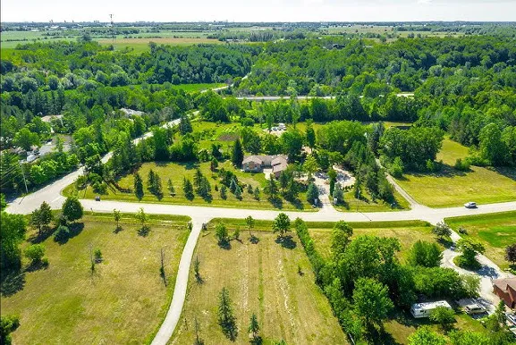 Aerial image of estate homes located in Terra Cotta, Ontario
