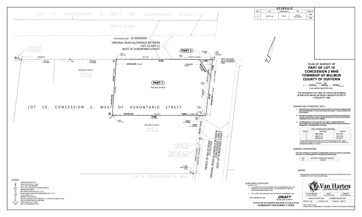 Draft Survey of the property located at 586274 County Rd 17, Mulmur