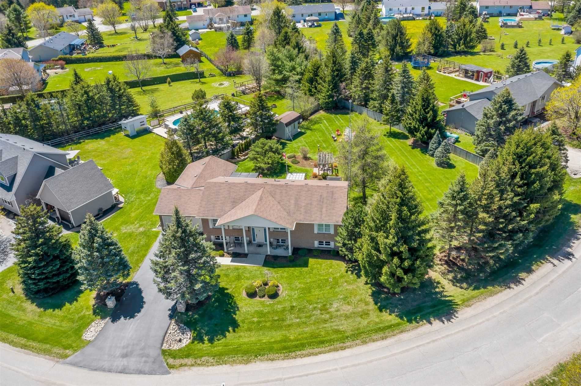 An aerial image of some of the homes located within the area of Orton, Erin