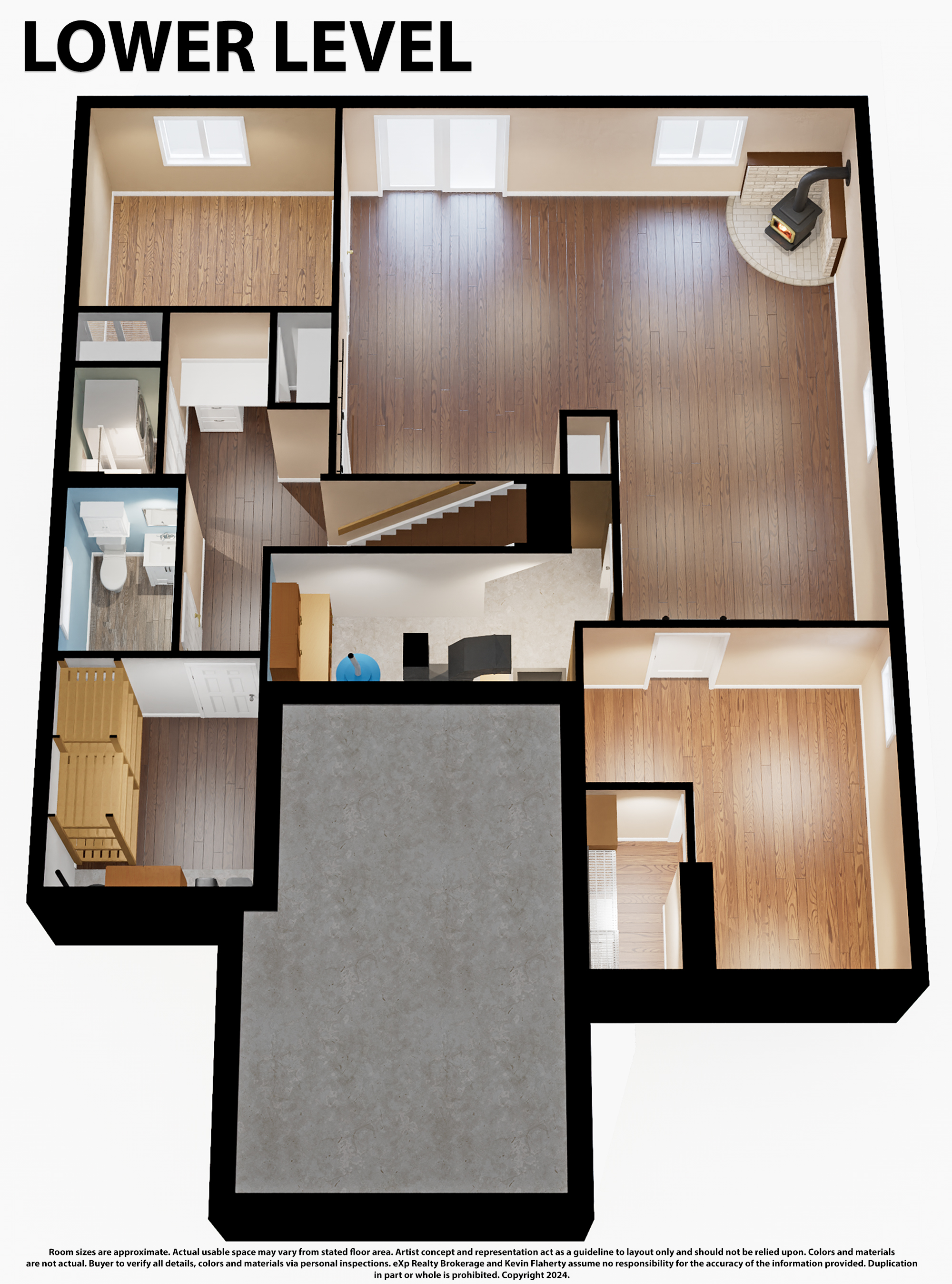 VR Floor plans of the lower level walkout of 153 Oneida Place, KIitchener