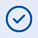 Icône de validation bleue avec une coche – confirmation ou réussite.