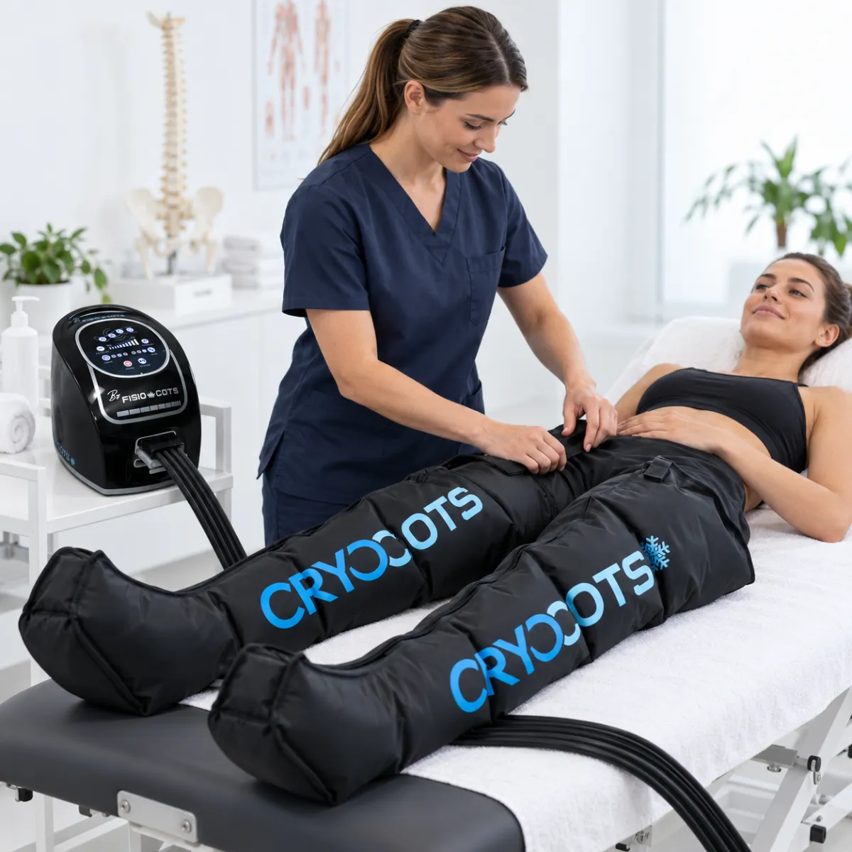 Especialista clínico utilizando tecnología de rehabilitación de última generación