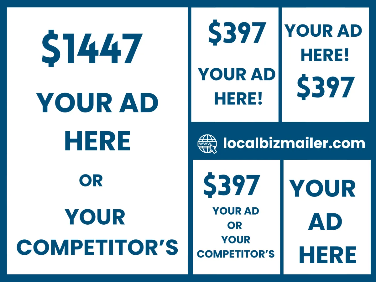 Front mockup of a vibrant postcard showing headline, food shot, and coupon block