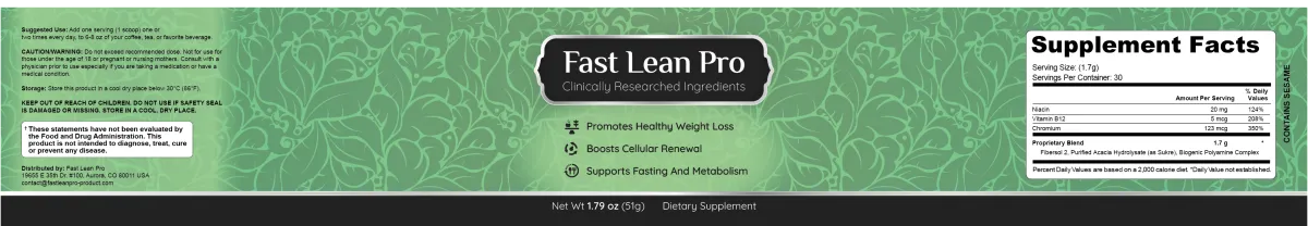 Fast Lean Pro Inrediens Leble