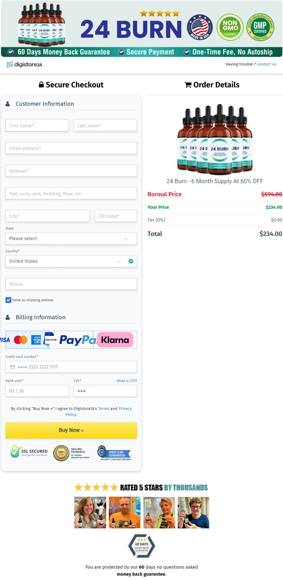 order page of 24 burn