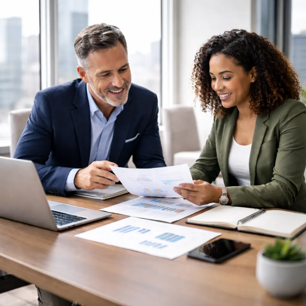 business consultants reviewing company strategy and growth planning during consulting session