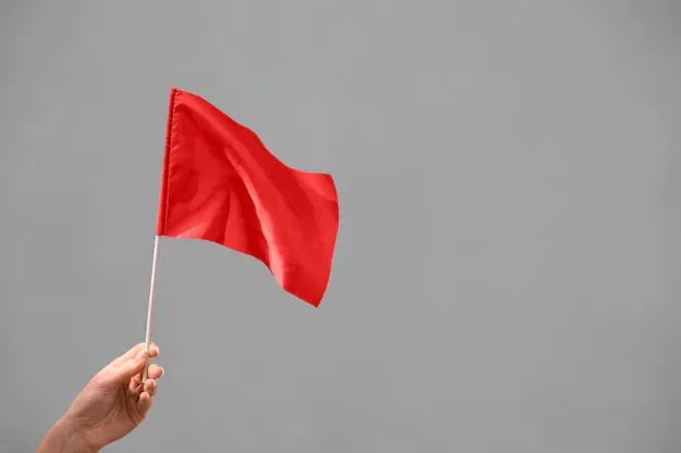 Red warning flag symbol representing workplace challenges and unmet support needs