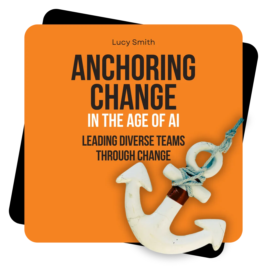 anchoring change in the age of ai book cover. an orange background with an anchor 